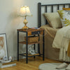 HOOBRO Side Table with Charging Station Bedside Table 3-Tier End Table Brown