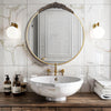 32" Large Ornate Glam Round Wall Mirror Baroque Embossed Framed Vanity Mirror