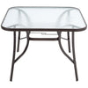 Modern Tempered Glass Top Outdoor Garden Table Patio Bistro Dining Coffee Table