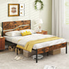 Metal Bed Frame Industrial Platform Bed Double Size-Brown