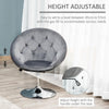 Grey Velvet Swivel Bar Stool Chair Tufted Back Height Adjustable Seat