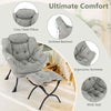 Modern Upholstered Leisure Sofa Armchair Reading Chair w/Footrest-Grey