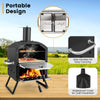 2-Layer Outdoor Pizza Oven Wood Fired Pizza Maker w/Handles Foldable Legs