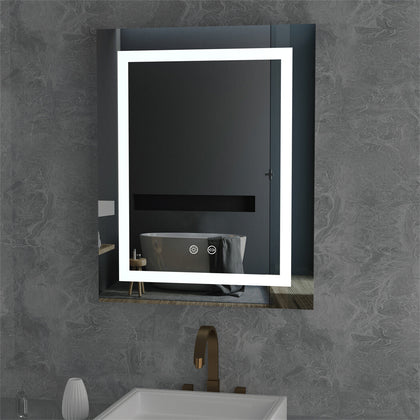 Large LED Bathroom Rectangle Mirror Anti-fog Touch 500x400mm Warm Light Backlit