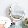 Dressing Table LED Round Mirror Vanity Glass Top Make up Desk Stool Cabinet Set