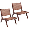 Set of 2 Woven Leather Accent Chair Modern Lounge Chair Armless Side Chair