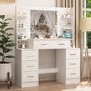 Large Dressing Table With Smart LED Mirror 7 Drawers Makeup Vanity Desk White UK