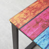Rainbow Tempered Glass Rectangle Coffee Table Side End Table Metal Base Leg