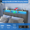 STORAGE GAS LIFT UP 4FT6 DOUBLE SIZE METAL BED FRAME W/ LED LIGHTS HEADBOARD UK