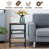 3-Tier Industrial Side Table Nightstand Storage Organiser W/ Adjustable Shelves