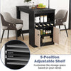 Kitchen Counter Height Dining Table with Storage Cabinet-Black