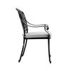 Cast Aluminum Garden Chairs Outdoor Dining Chair Padded Seat for Bistro Backyard