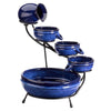 Solar Blue Neptune Ceramic Trickle Cascade Outdoor Garden Water Fountain Feature