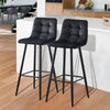 2X Velvet Bar Stools Black Breakfast Pub Chair Kitchen Modern 65 cm Seat High