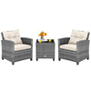 3 PCS Patio Furniture Set Outdoor Patio Rattan Sofa Set W/ Soft Seat White