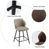 2 Pcs Beige PU Bar Stools Restaurant Bar Stools Soft Padded Seat Back Metal Legs