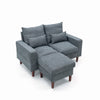 2 Seater faux leather/Linen Fabric Love Seat Sofa Armchair with Footstool Couch