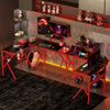 Corner Gaming Desk w/ Adjustable Monitor Stand Cup Holder Red