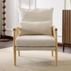 Rattan Armchair with Cushions – Mid-Century Lounge Chair in Light Grey Fabric