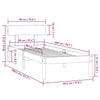 Bed Frame Black Solid Wood Pine 90x200 L5W4