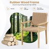 2X Outdoor Patio Dining Chairs Paper Rope Woven Armchairs Rubber Wood Frame