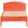BaraSh Bed Frame with Headboard Wax Brown 90x200 Solid Wood Pine,Double T7F5