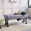 Bedroom Dining Room Bench Linen Padded Steel Legs Hallway Window Seat Stool