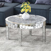 Large Round Coffee Table Crushed Crystal Diamond Highly Reflective Mirror Table