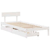 Bed Frame with Drawers White 90x190 Solid Wood Pine E4R3