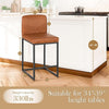 2Pcs Bar Stools Counter Bar Stools with Back PU Leather Upholstered Bar Chairs