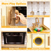 Wooden Kids Kitchen Playset w/ Range Hood & Cookware-Yellow