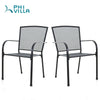 Set of 2 Metal Mesh Black Outdoor Patio Dining Chair Garden Furniture