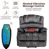 Fabric Velvet Power Recliner Armchair Electric Massage Sofa Reclining Chair Grey