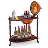 Rolling Globe Wine Rack Wine Bar Stand Nautical Chart Wine Cabinet Rustic Brown