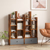 7 Tier Bookshelf Open Storage Wood Bookcase Organizer Display Shelf w/ Drawer
