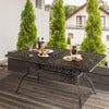 150CM Outdoor Dining Table All-Weather Cast Garden Aluminum Table w/Umbrell Hole