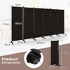 172cm Rolling Privacy Screen Portable Wall Divider with Lockable Wheels -Coffee