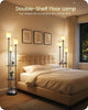Industrial Floor Lamp with Shelves 3 Light Linen Shades Standing Lamp
