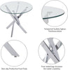 Round Glass Dining Table and 4 White Faux Leather Chairs Kitchen Room Furniture