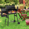 Charcoal Grill Offset Smoker with Cove,Barrel Charcoal Grill with Side Table