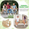 Outdoor Fir Wood Bench with Foldable Middle Table-Natural