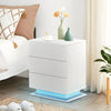 LED Bedside Table Cabinets Front High Gloss Chest of 3 Drawers Nightstand
