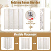 COSTWAY Boho 4-Panel Room Divider 166cm Privacy Screen with Carved Pattern