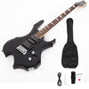 Glarry Electric Guitar 5 Way Rosewood Fire Flame Switch Pickup Full Set Black