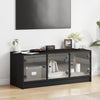 TV Cabinet with Glass Doors Stand Entertainment Centre Unit Black