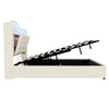 Upholstered Ottoman Storage Bed, 4ft6 Double Bed Frame with LED & USB, Beige