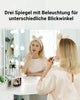Corner Dressing Table with LED Lights Vanity Makeup Desk with Mirror & 5 Drawers