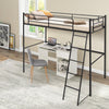 95CM Single Steel Loft Bed Space-Saving Bed Frame High Sleeper Bunk Bed Black