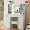 Dressing Table Vanity Set Stool Makeup LEDs Mirror w/Jewellery Organizer Drawers
