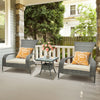 3-Piece Patio Wicker Adirondack Set Ergonomic Oversized Rattan Chairs w/Cushion